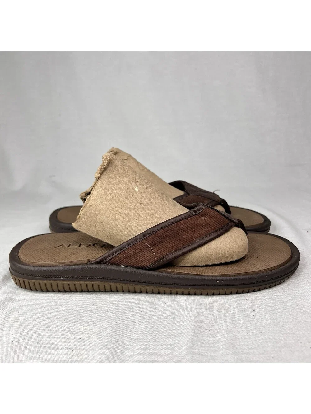 Aldo Sandals Men’s  Tan Leather Leather Straps  Size 9.5